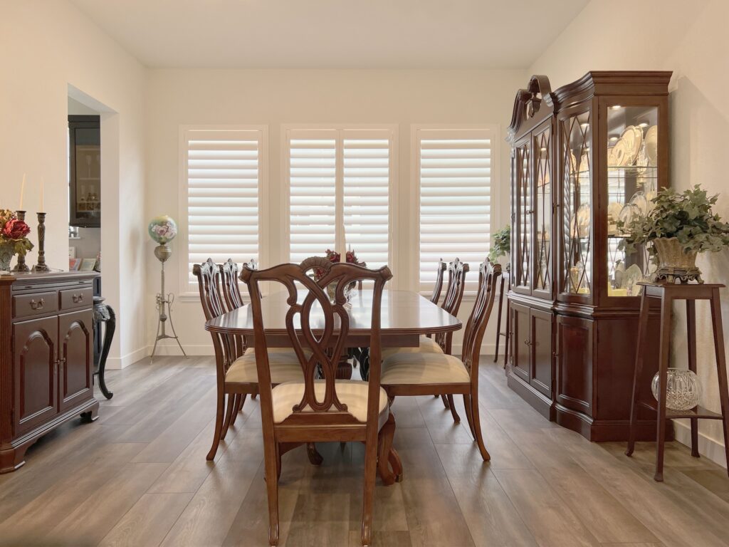 Hunter Douglas Palm Beach Polysatin Shutters for Dining Room in Parker, CO Home