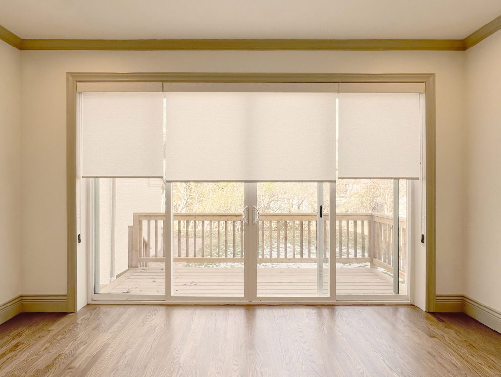 Hunter Douglas Designer Roller Shades with PowerView motorization and light filtering fabric
