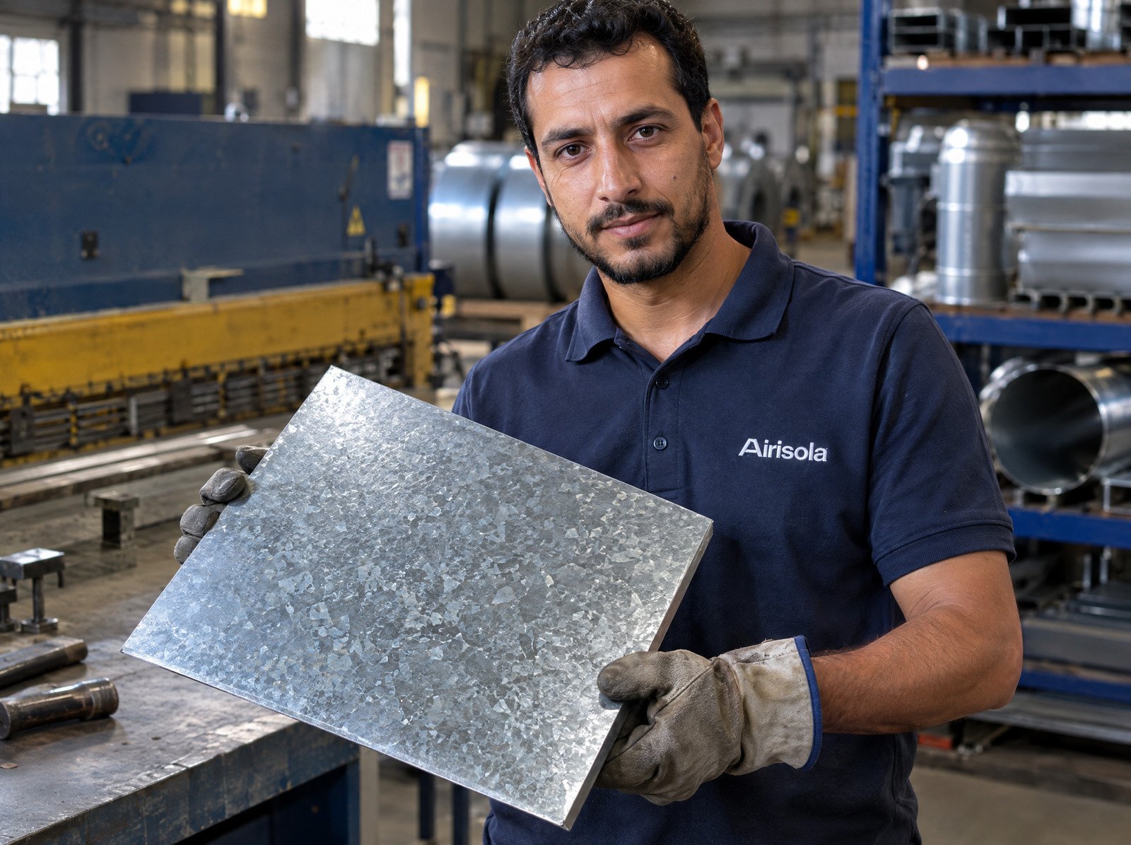 Qualité acier galvanisé : échantillon de tôle en acier galvanisé pour gaine de ventilation, AIRISOLA