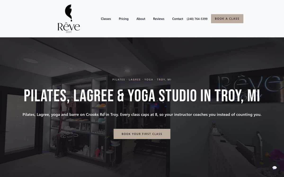 The Rêve Body homepage AlbaTech built