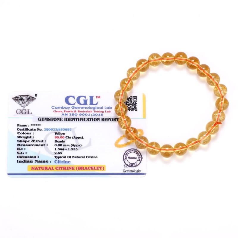 Citrine Bracelet with Lab Certificate