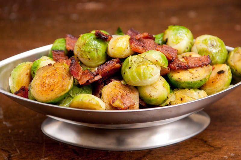 Sautéed Brussel Sprouts with Bacon and Cranberries