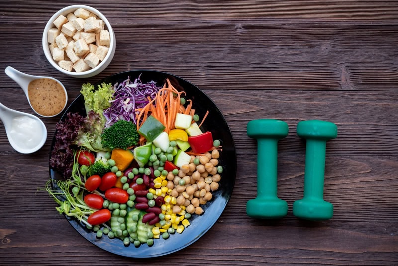 healthy food exercise weights