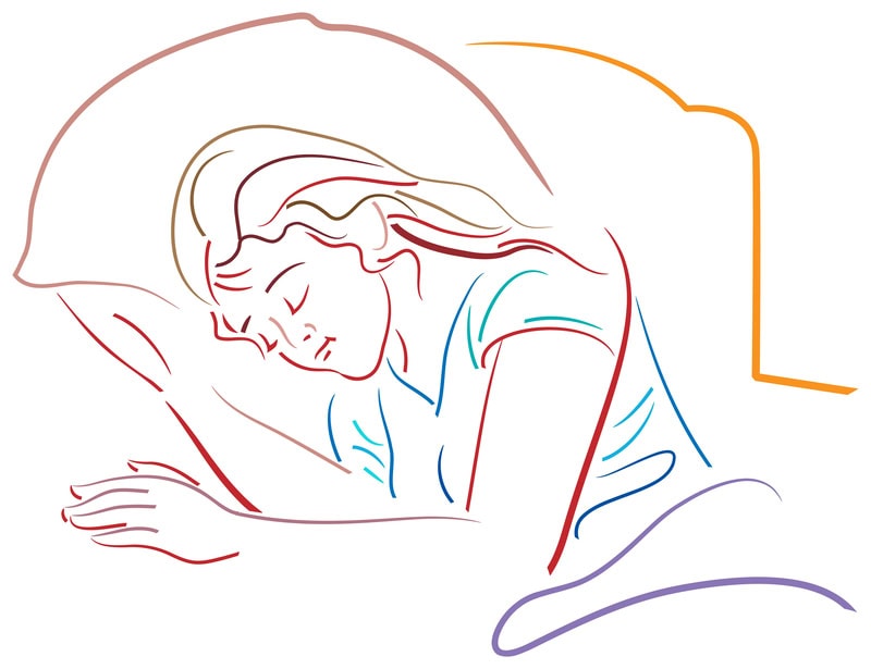 Illustrated image outline of woman getting good sleep