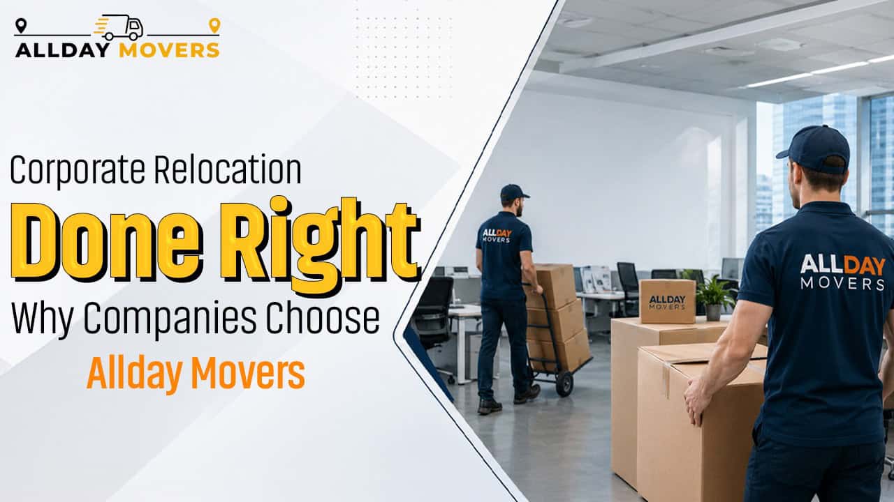 Efficient corporate relocation services by All Day Movers for seamless office moves.