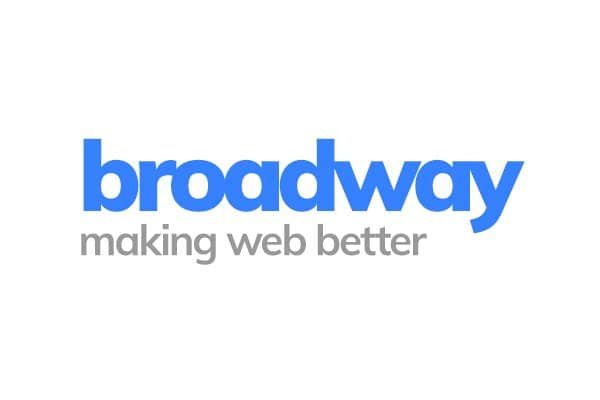 Logo de Broadway con el lema "making web better" en fondo blanco.