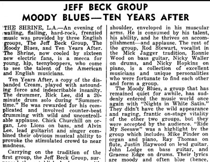 November 1968, Shrine Hall, Los Angeles Concert Review