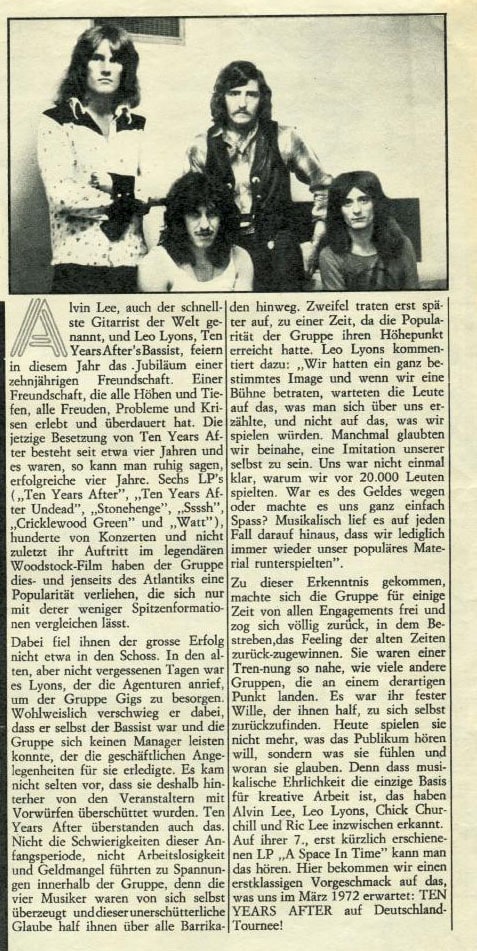 Ten Years After (1971 August to December)