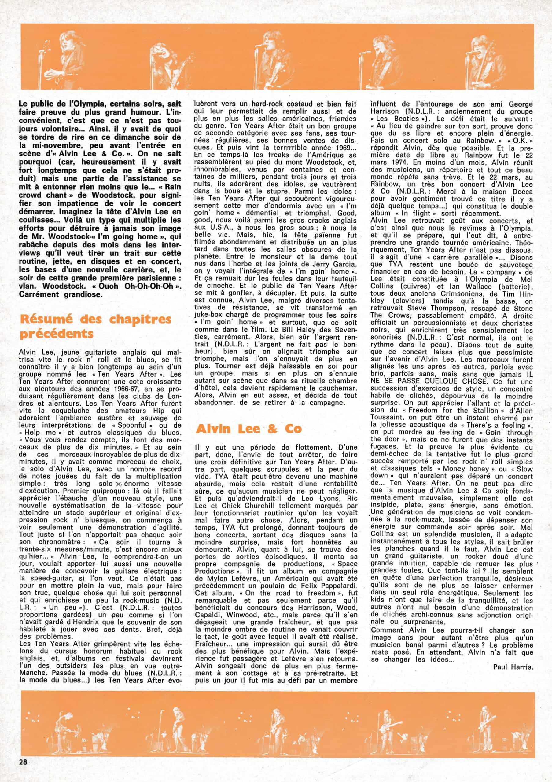 Dynamic 1975 rock performance by Alvin Lee & Co., highlight of Ten Years After.