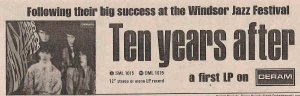 Ten Years After first LP announcement in newspaper