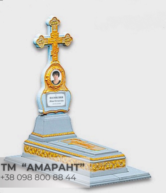Бетонный памятник роза 8к с элементами позолоты