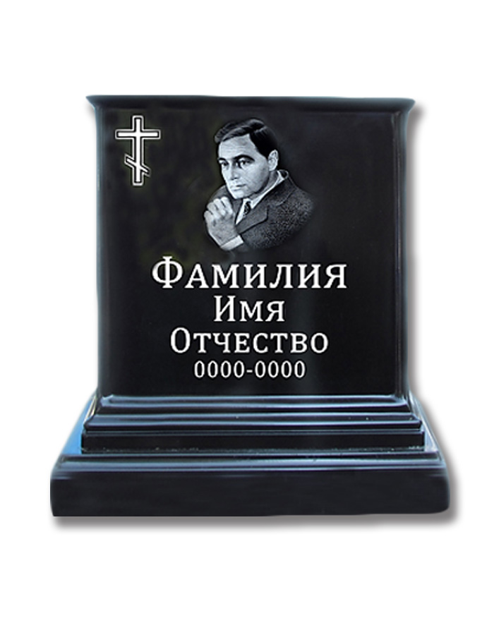 Пам’ятник полімерний «Баян» із портретом, чорний, ритуальний надгробний пам’ятник