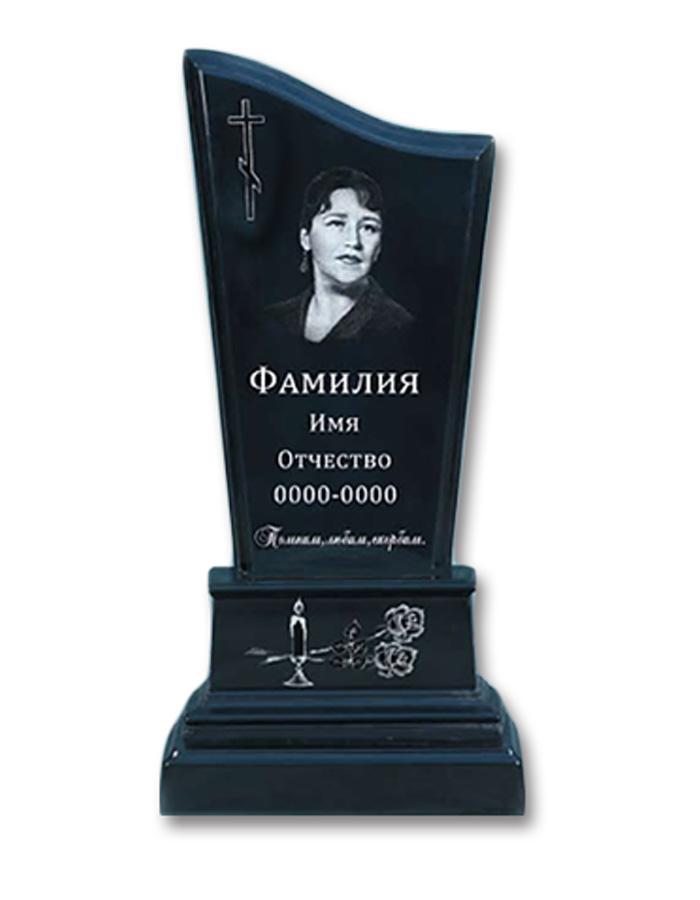 Полімерний пам’ятник “Косой” з гравіюванням та фото, ритуальний надгробний пам’ятник