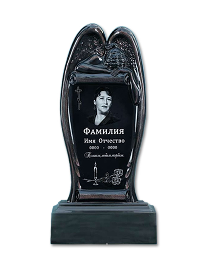Полимерный памятник «Ангел» с портретом — декоративный мемориальный памятник, влагостойкий, для кладбища