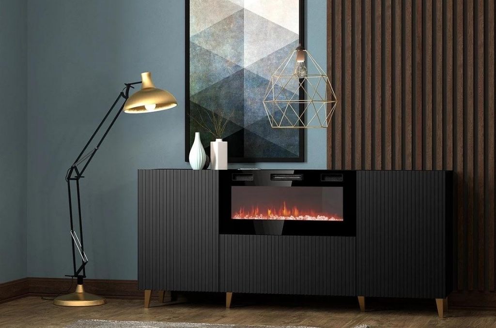 Aparador c/lareira SOFIA - Preto 181cm