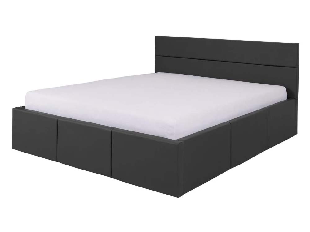 Cama estofada c/arrumação BRALINI - Cinza escuro, 160x200cm