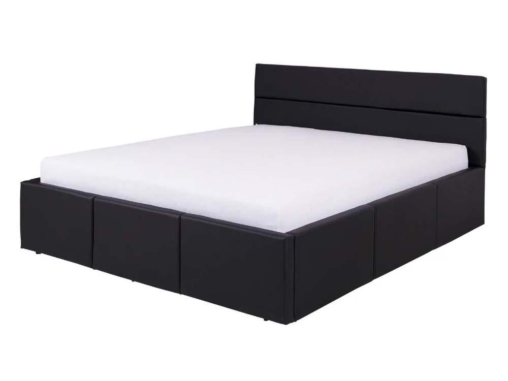 Cama estofada c/arrumação BRALINI - Preto, 160x200cm