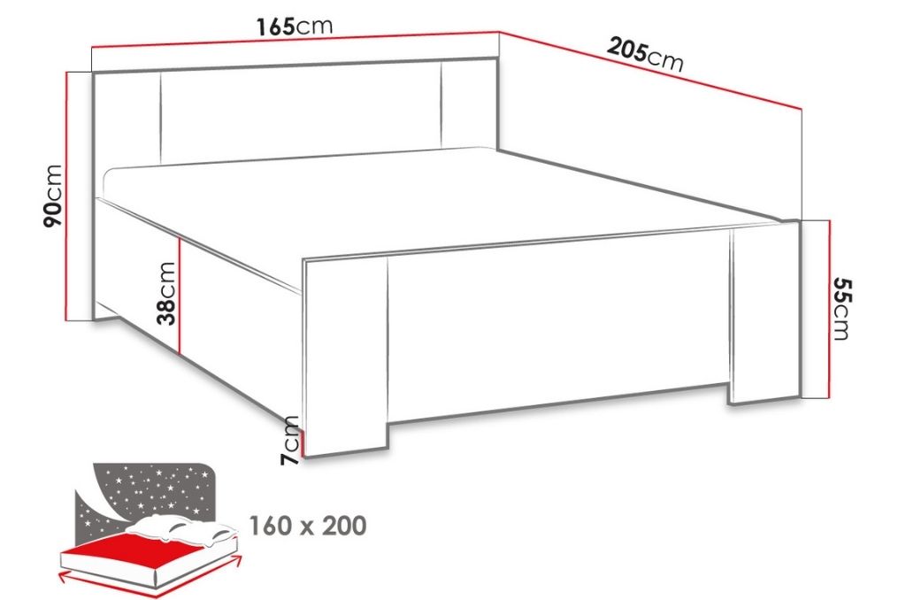 Cama c/arrumação DARSI - Carvalho Monástico, 160x200cm - Image 4
