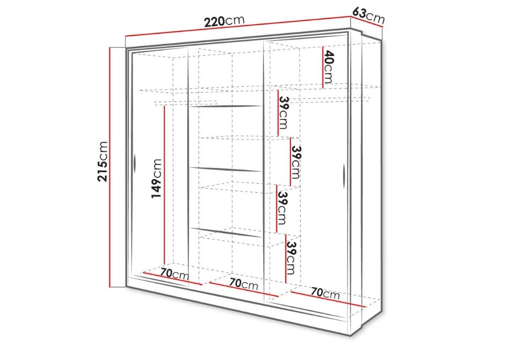 Roupeiro c/espelho FORA - Branco, 220cm - Image 4