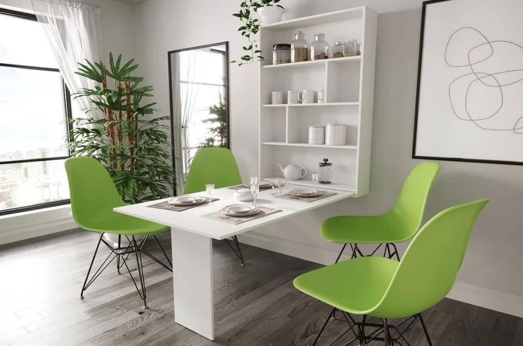 Mesa de jantar basculante BIA - Branco, 130x80cm