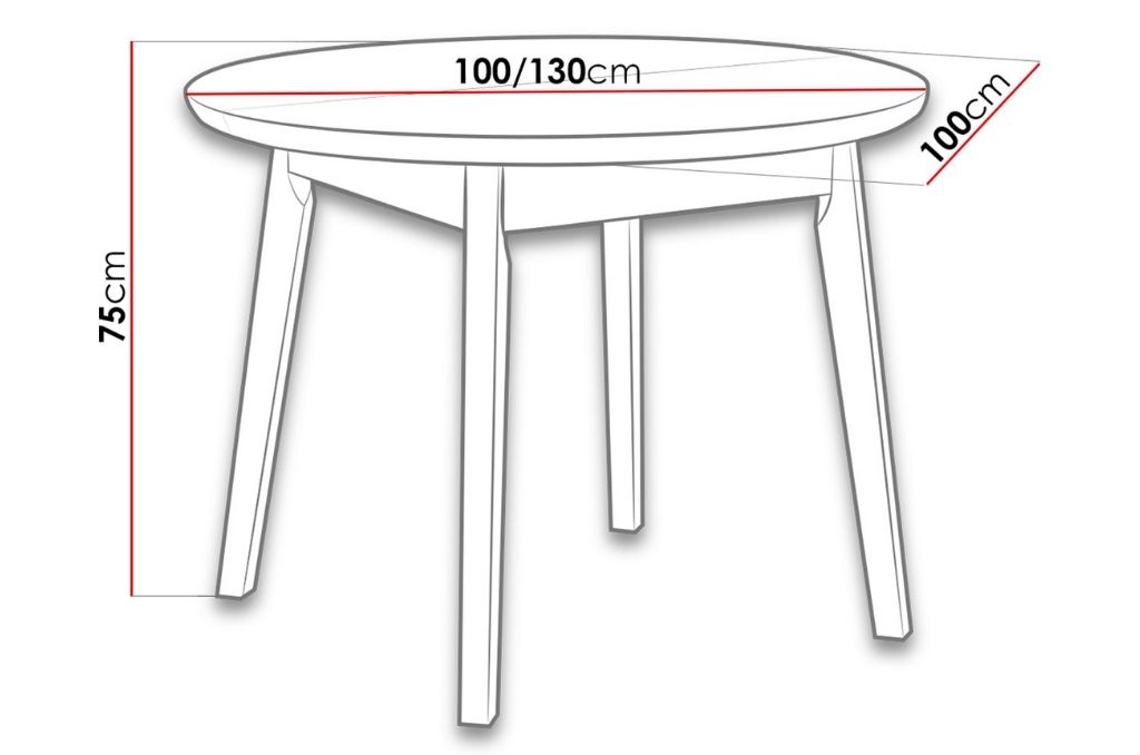 Mesa redonda CHRIS 4 - branco/preto, extensível 100 a 130cm - Image 3