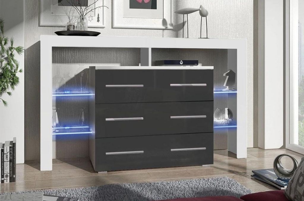 Aparador PEARSON 140cm - branco/ cinzento
