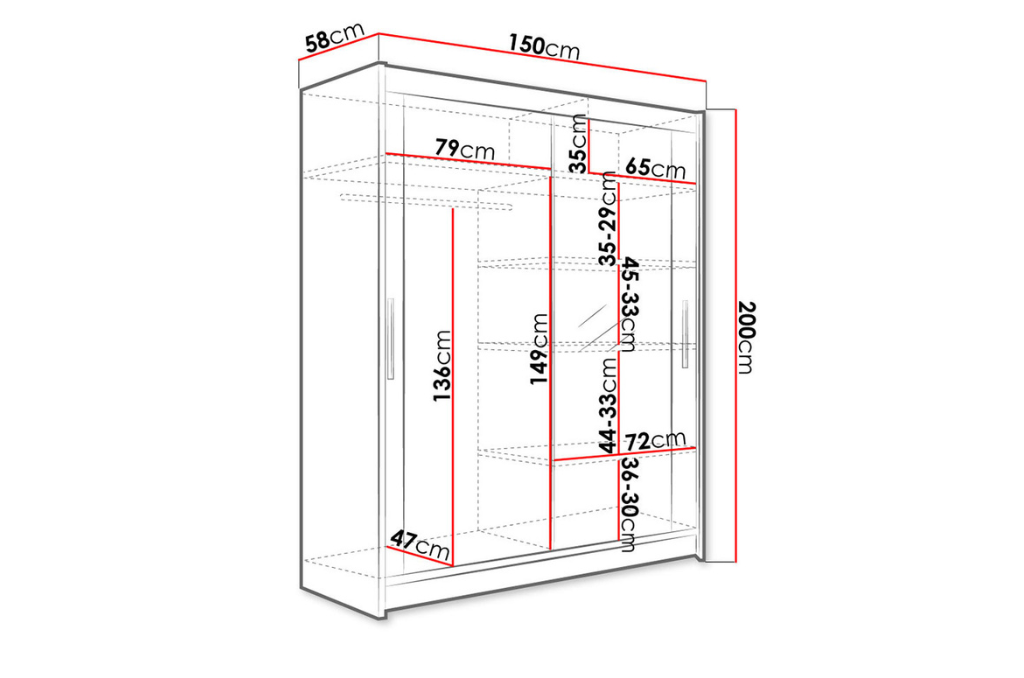 Roupeiro c/espelho VEST - Branco, 150x200cm - Image 4