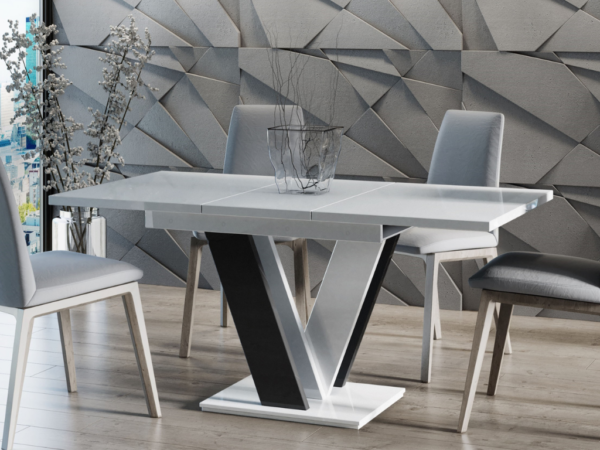 Mesa extensível VISA (120-160cm) - branco/preto