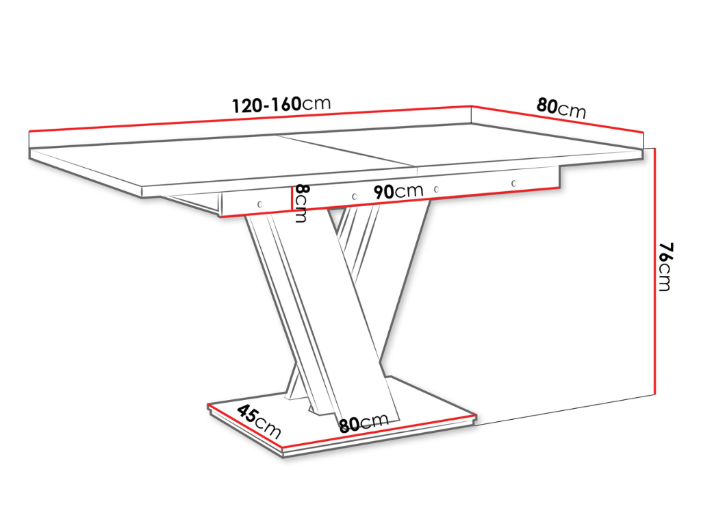 Mesa extensível VISA (120-160cm) - branco/mármore - Image 7