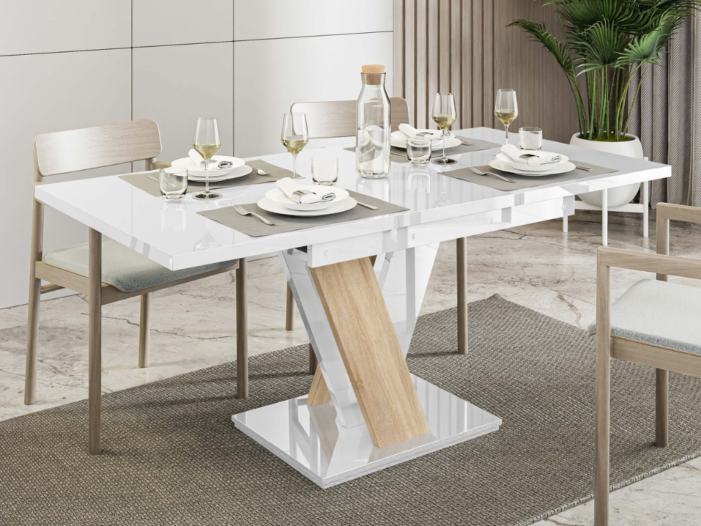 Mesa extensível VISA (120-160cm) - branco/carvalho sonoma - Image 3