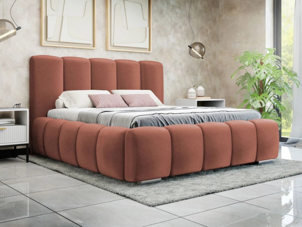 Cama estofada c/arrumação GORDON - Laranja