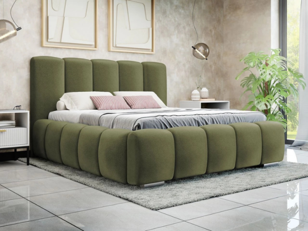 Cama estofada c/arrumação GORDON - Verde