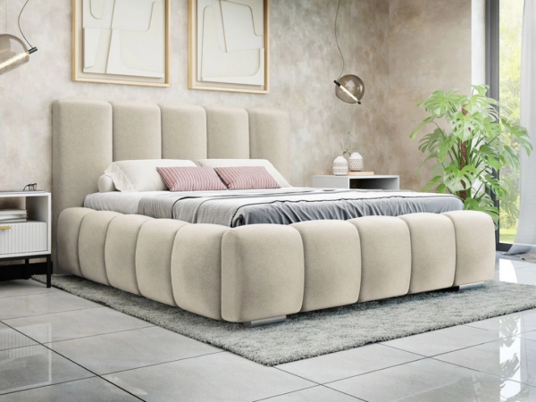 Cama estofada c/arrumação GORDON - Bege