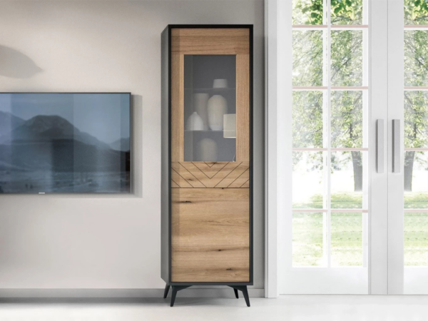 Vitrine JESS - Preto/Carvalho 54x178cm
