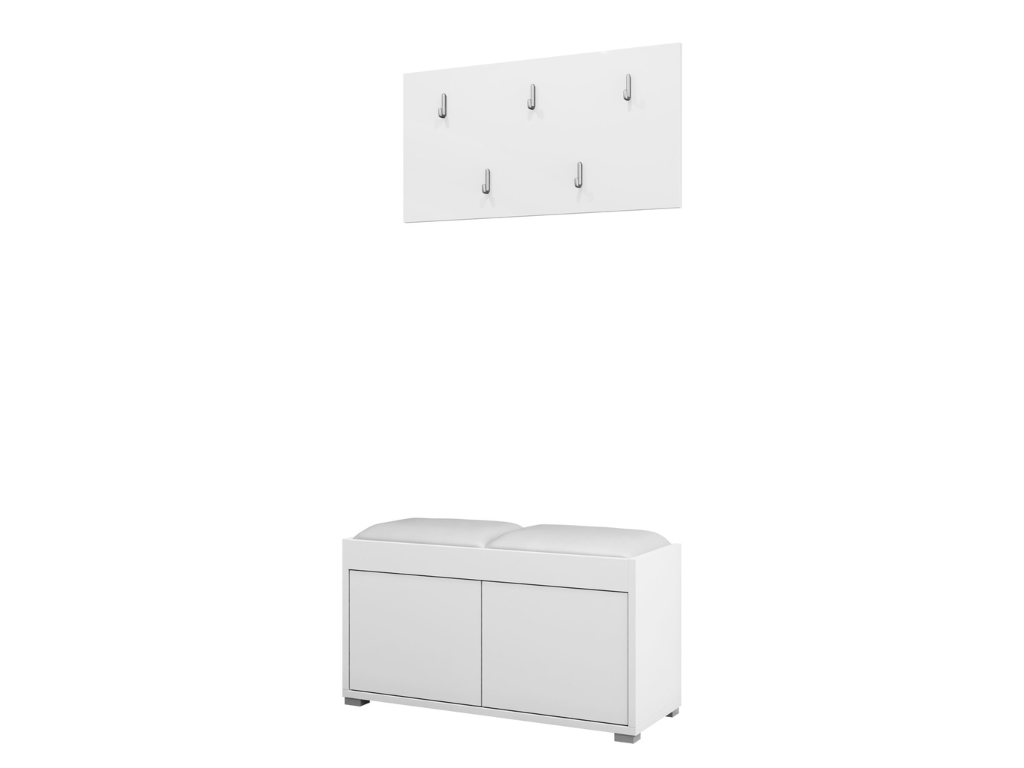 Sapateira c/assento e cabide CHELLES - Branco - Image 2