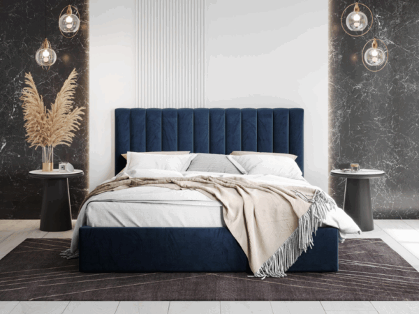 Cama estofada c/arrumação GEBRAIC - Azul