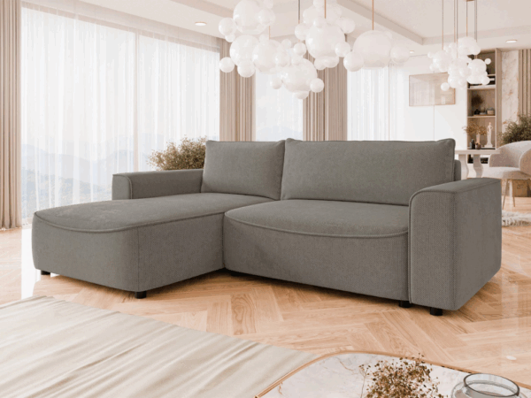 Sofá c/chaise BELZA - Cinzento