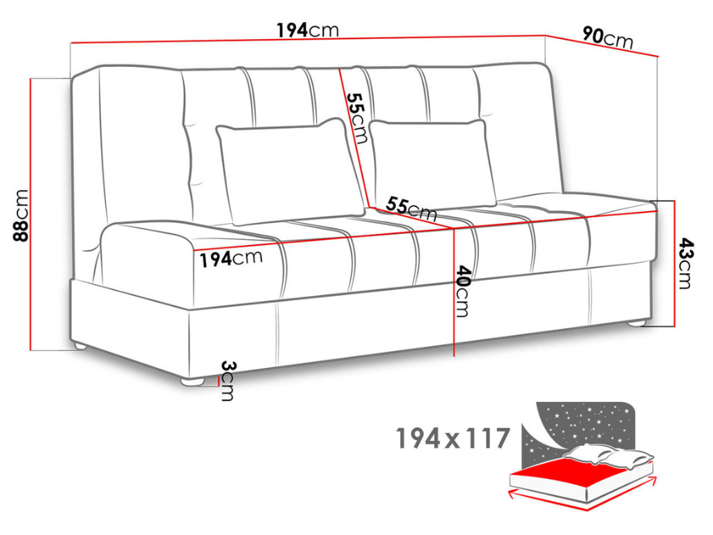 Sofá-cama TELLY - Cinzento - Image 5