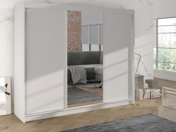 Roupeiro c/espelho GENEBRA I - Branco, 200x215cm