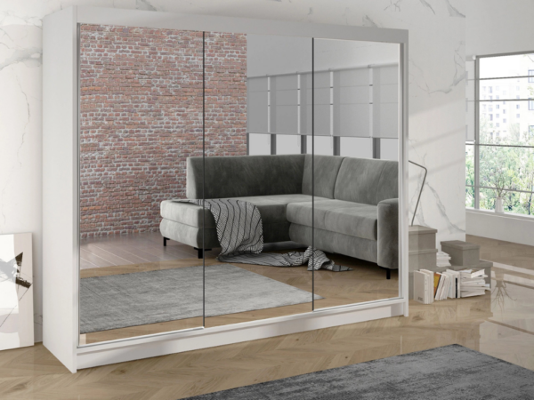 Roupeiro c/espelho GENEBRA II - Branco 200x215cm