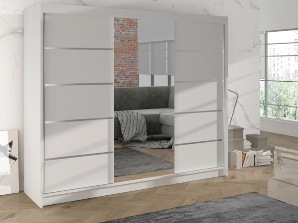 Roupeiro c/espelho GENEBRA III - Branco, 200x215cm