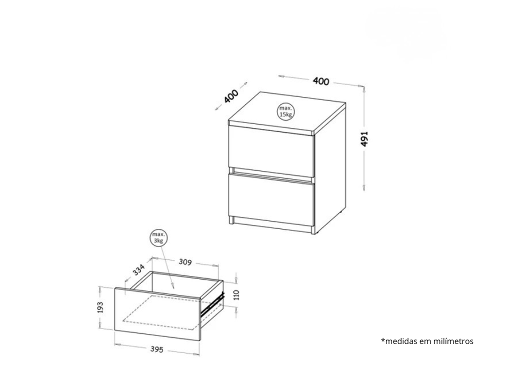 Mesa de Cabeceira CARA - Branco - Image 2
