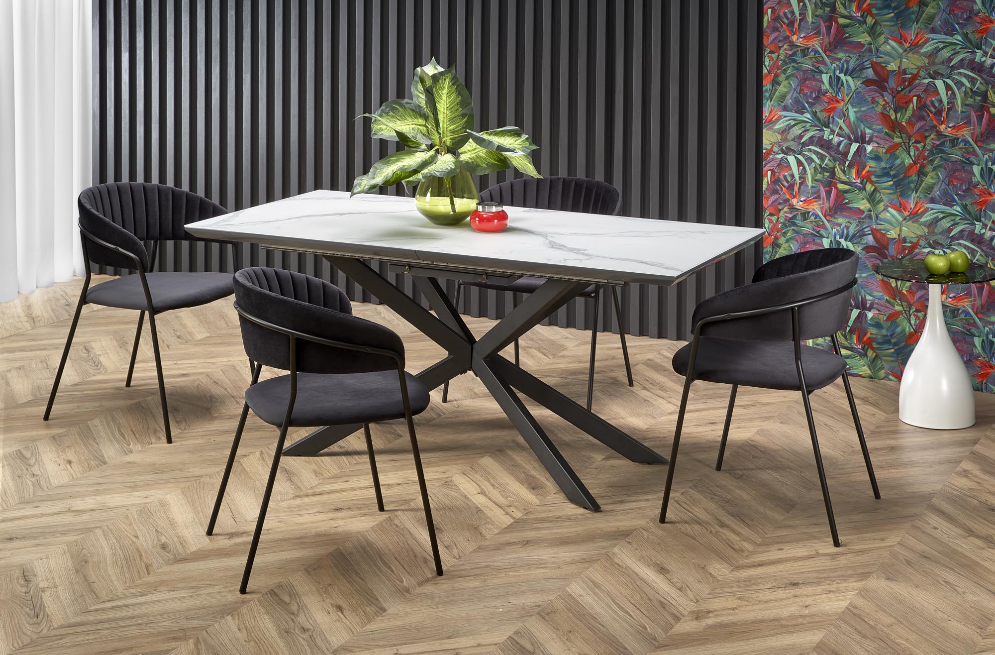 Mesa extensível DIESEL - branco mármore / preto, 160-200cm - Image 5