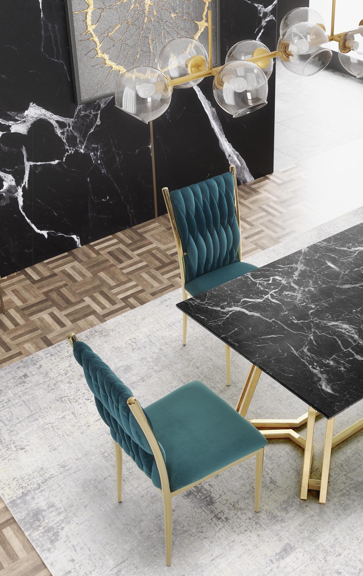 Mesa de jantar KONAMI - preto mármore / dourado, 160cm - Image 10