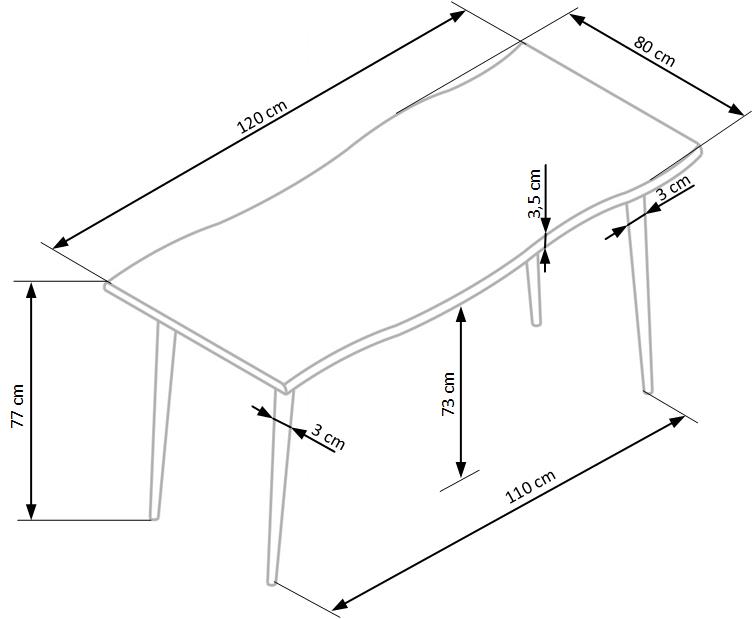Mesa de jantar LARSON - carvalho natural / preto, 120cm - Image 5