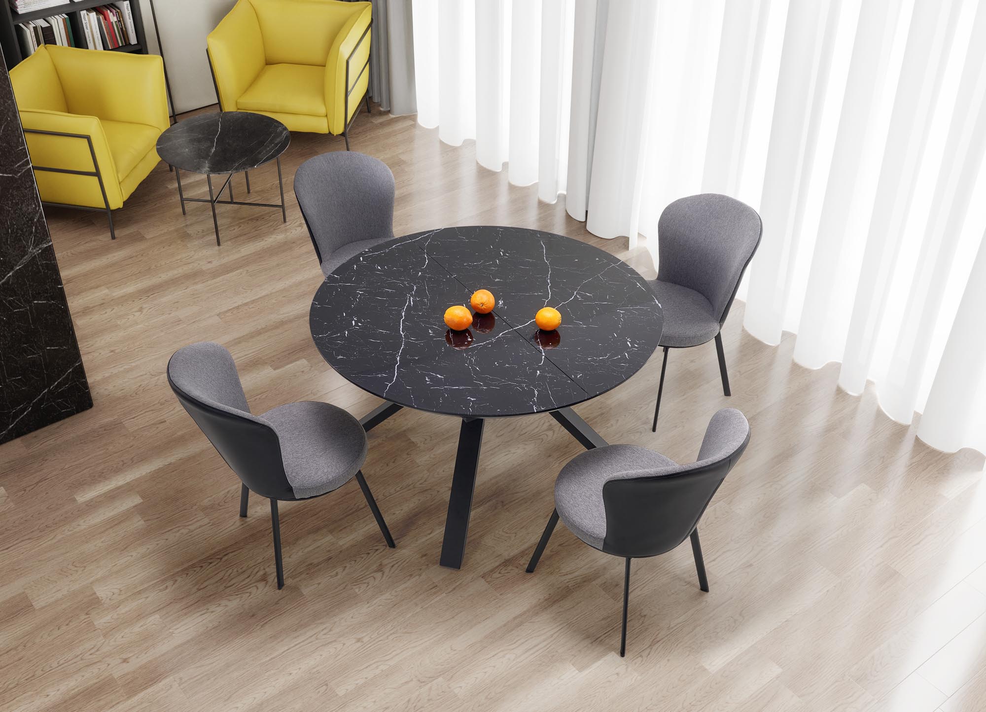 Mesa extensível VERTIGO - preto mármore / preto, 130-180cm - Image 6