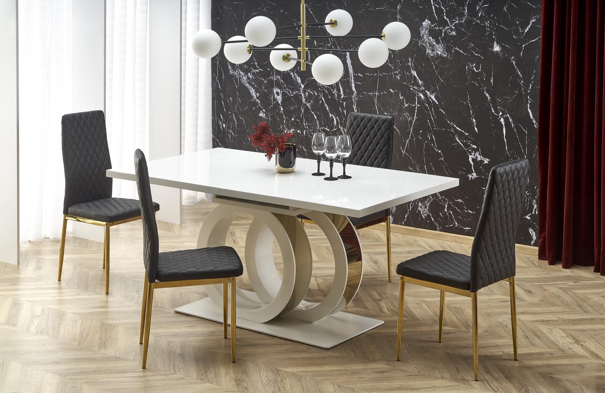 Mesa extensível GALARDO - branco / dourado, 160-200cm - Image 6