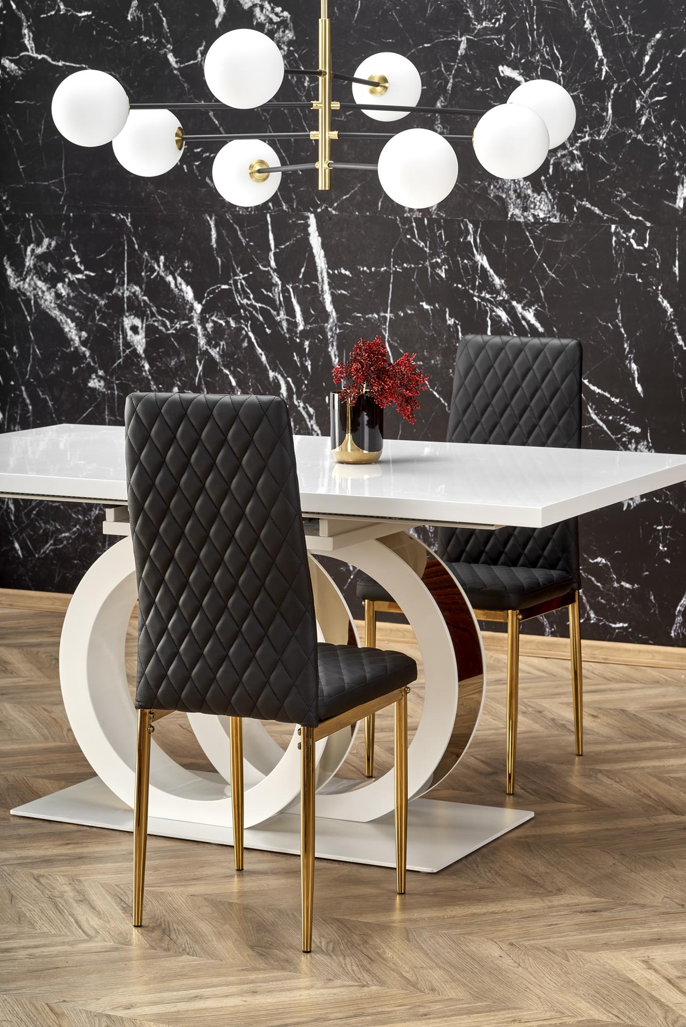 Mesa extensível GALARDO - branco / dourado, 160-200cm - Image 8