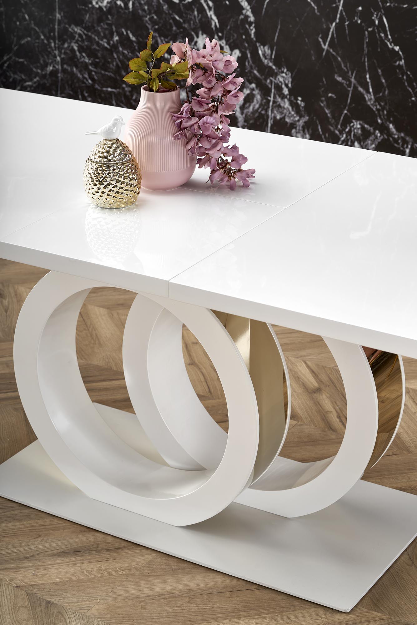 Mesa extensível GALARDO - branco / dourado, 160-200cm - Image 13