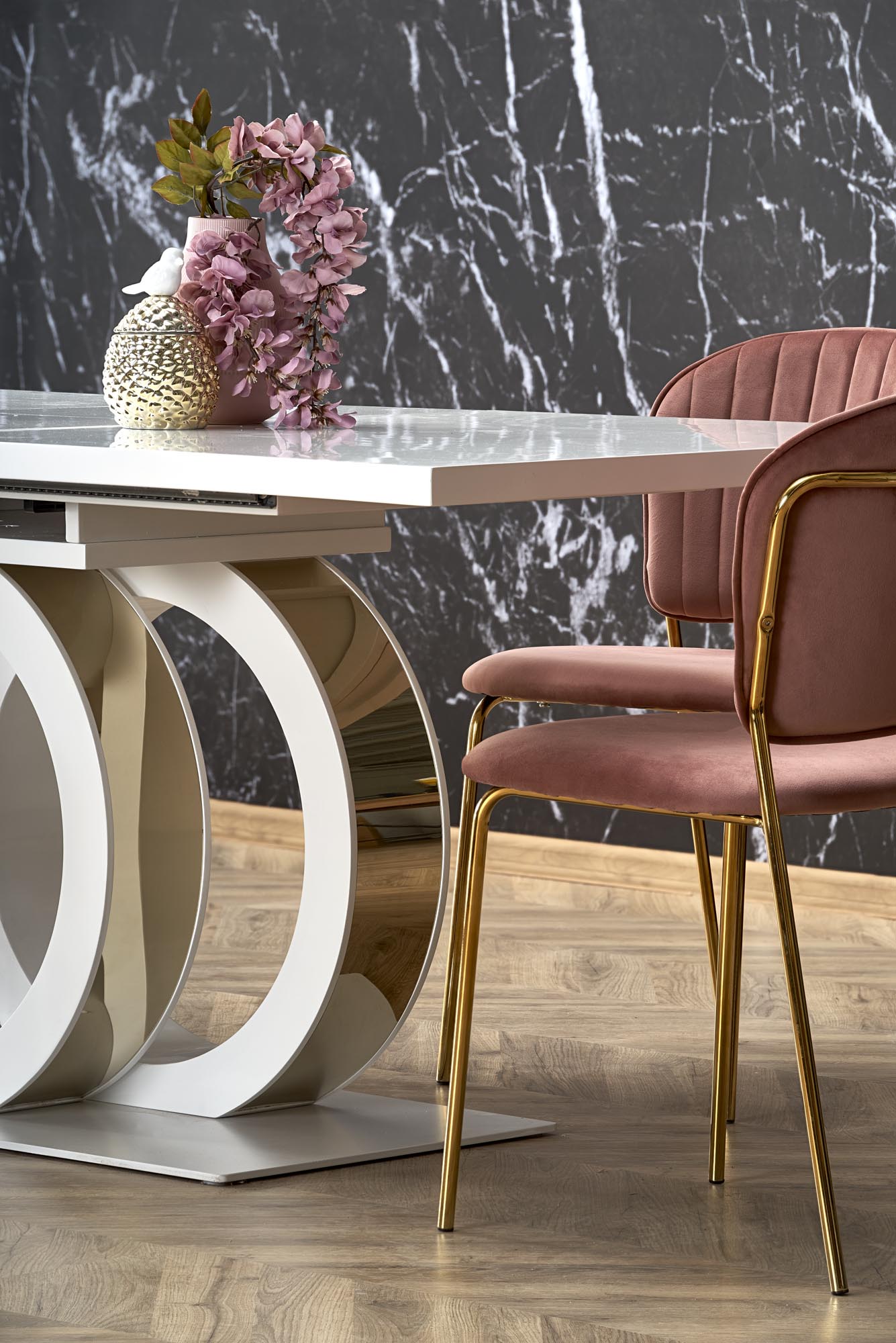 Mesa extensível GALARDO - branco / dourado, 160-200cm - Image 16